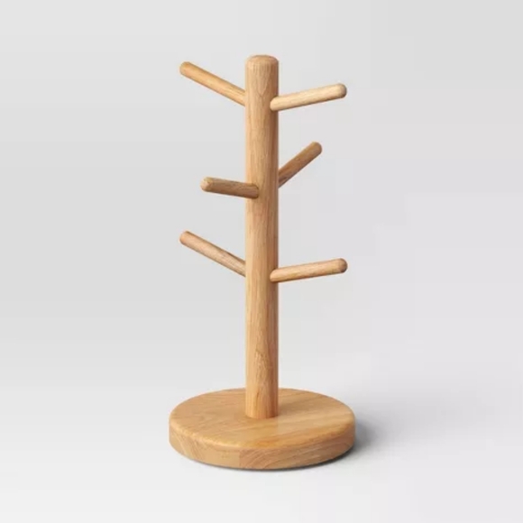 Wood Tree Mug Rack Freestanding Kitchen Organizer - Picture 1 of 3